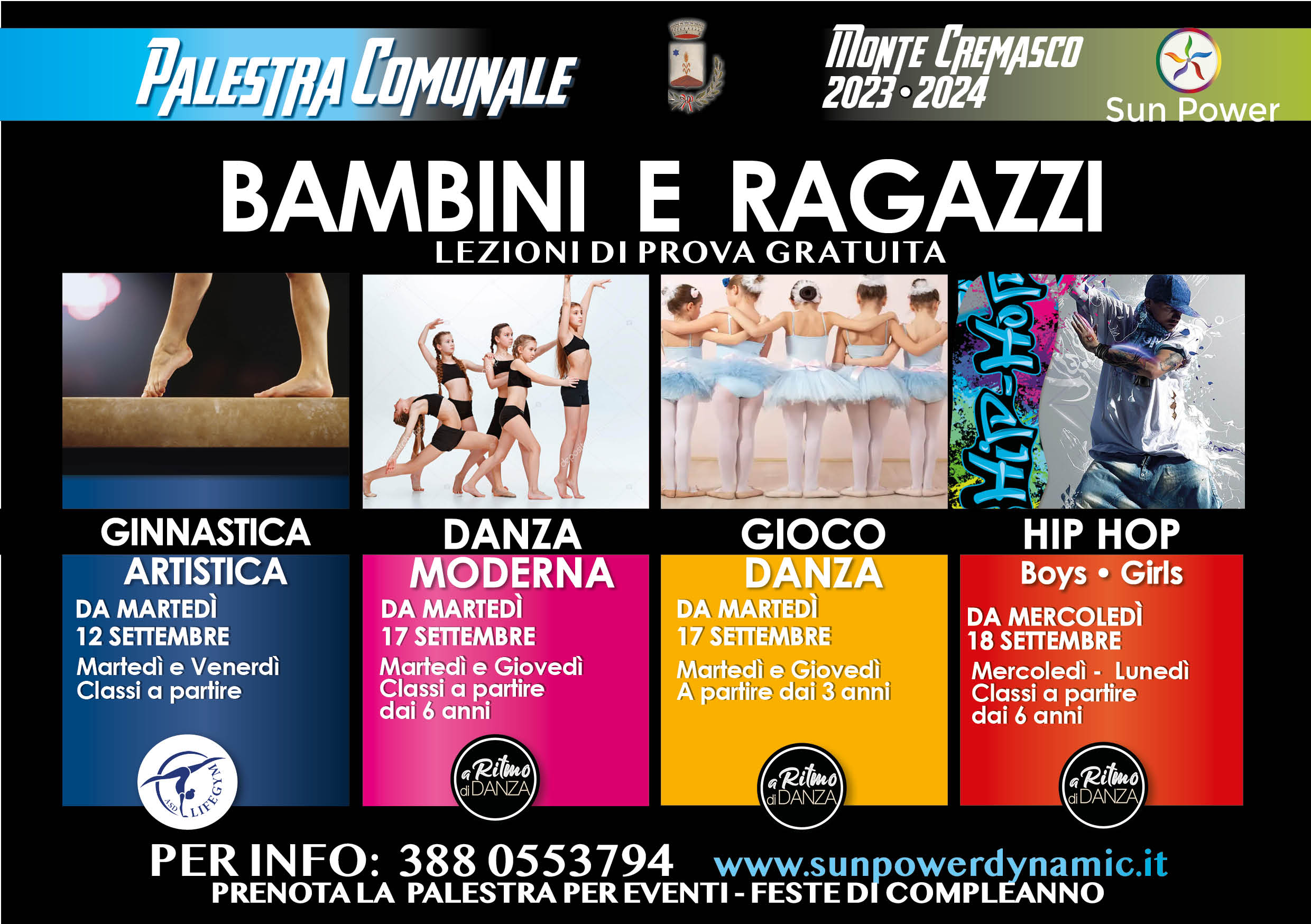 Sport danza ginnastica e hip hop palestra monte vaiano cremasco bambini